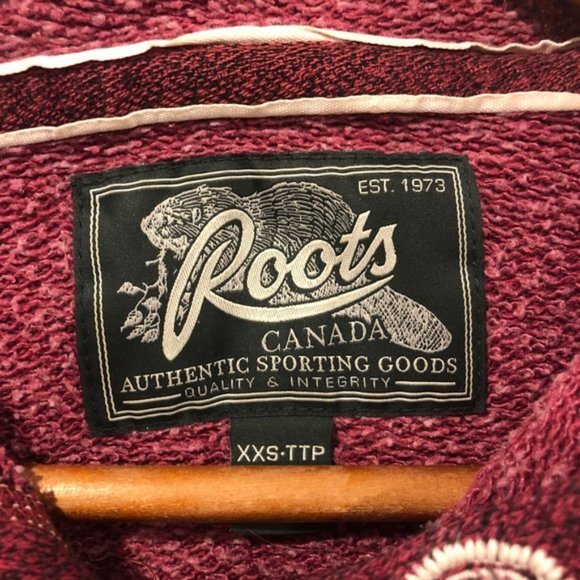 Roots Logo Hooded Sweatshirt Red Size XXS - Picture 7 of 8